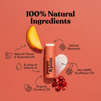 Poppy & Pout Lip Balm - Pomegranate Peach