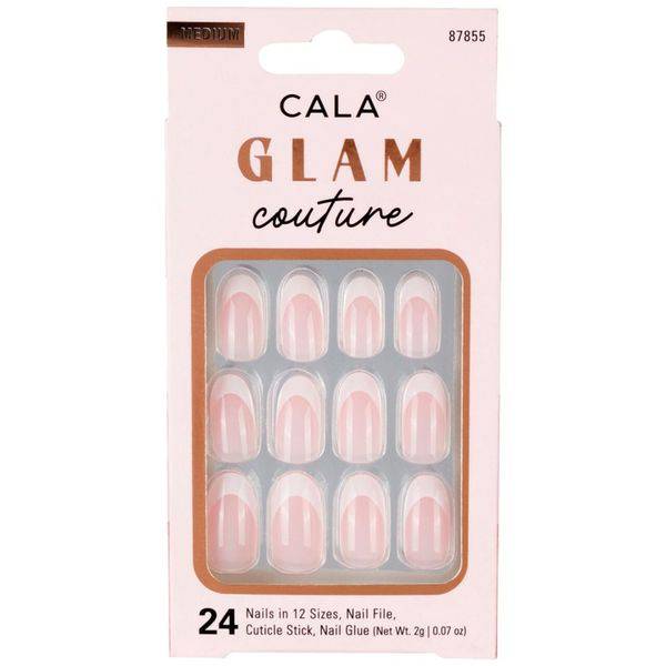 CALA Glam Couture Oval French Medium Press On Nails 87855