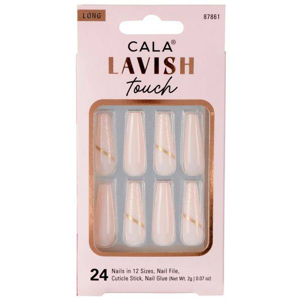 CALA Lavish Touch | Long Coffin Light Pink W/ GlitterCALA Lavish Touch | Long Coffin Light Pink W/ Glitter