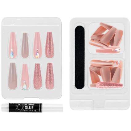 LA Colors Dusty Rose Lavish Luxe Finish Coffin Shape Nail Tip Kit