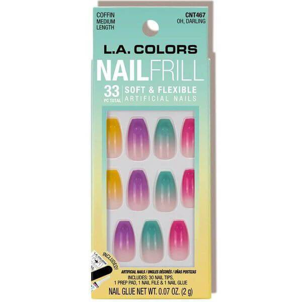 LA Colors Oh Darling Nail Frill Artificial Coffin Medium Length Nail Tips