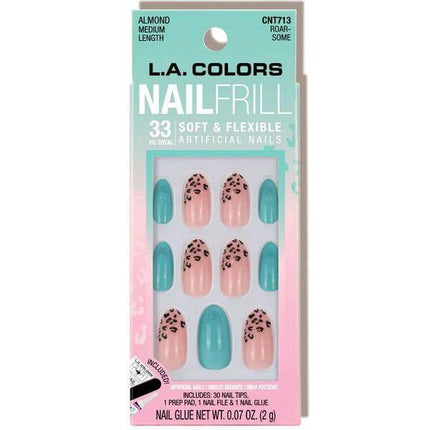 LA Colors Roaresome Nail Frill Artificial Almond Medium Length Nail Tips