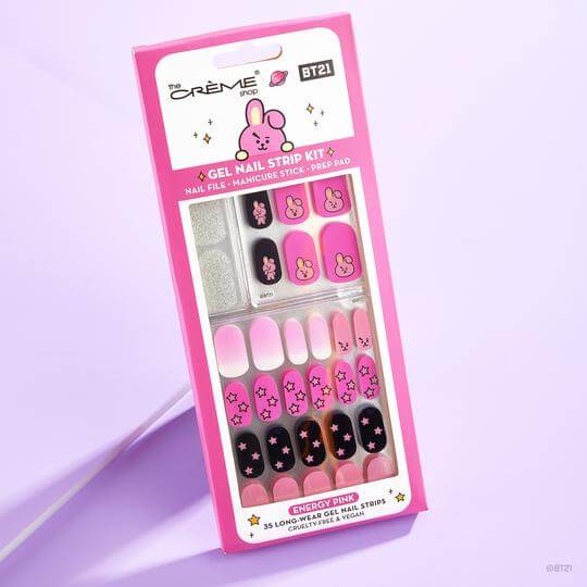 The Crème Shop BT21 COOKY Energy Pink Gel Nail Strips 1