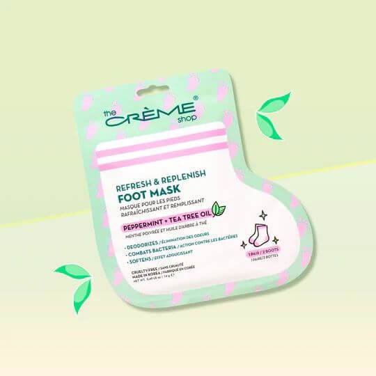 The Creme Shop Refresh & Replenish Foot Mask | Peppermint + Tea Tree Oil