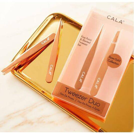 CALA Rose Gold Tweezer Duo Pointed & Slanted 2